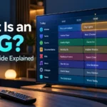 What is an EPG illustrated by a television displaying a program schedule beside a remote
