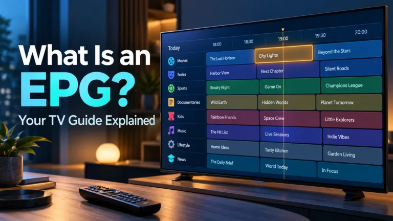 What is an EPG illustrated by a television displaying a program schedule beside a remote